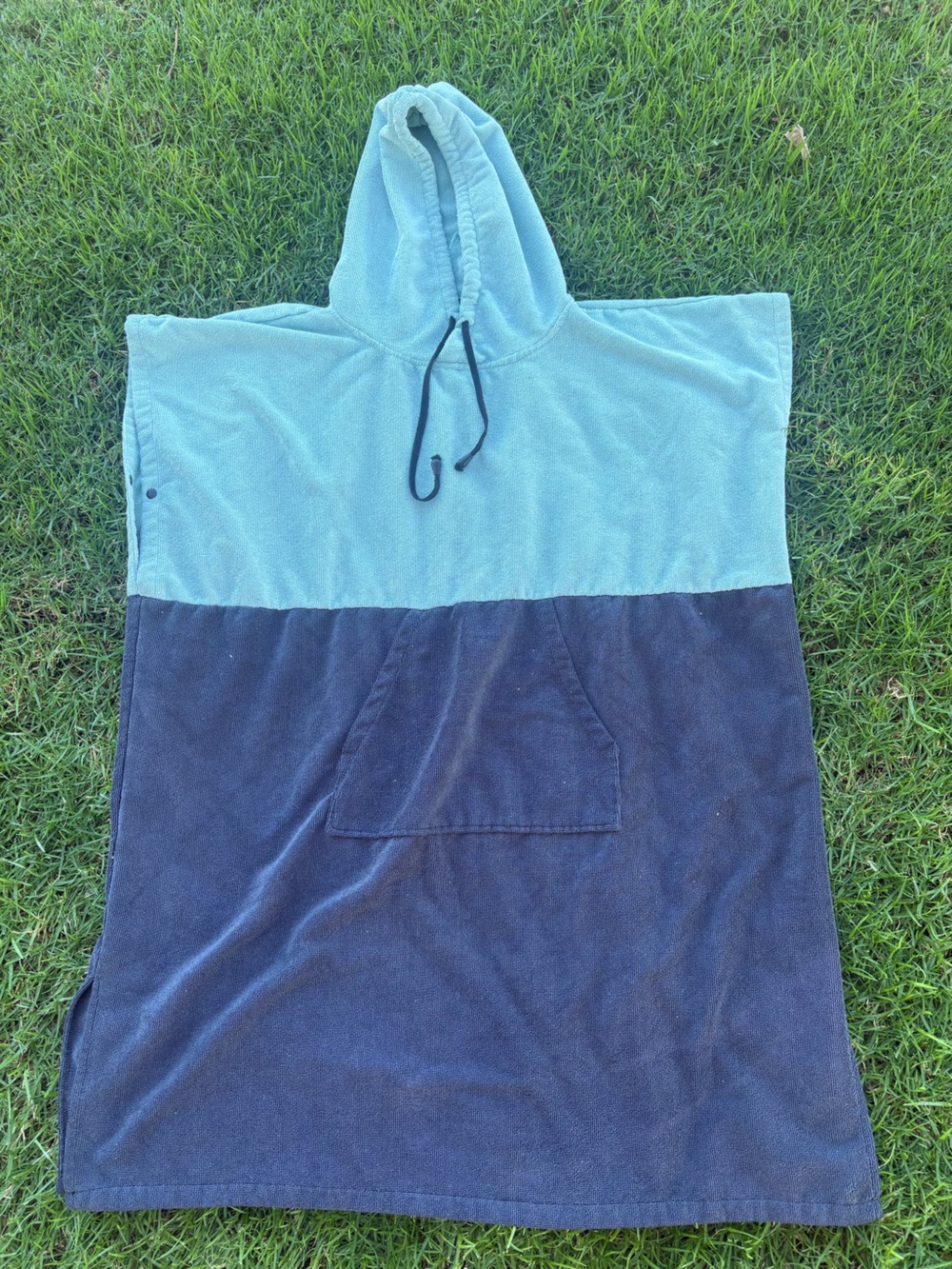 Hooded Surf Changing Poncho Towel Robe Blue Two Tone